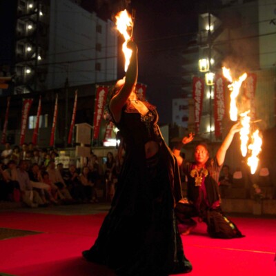 大須大道町人祭で火付盗賊ファイアーパフォーマンス