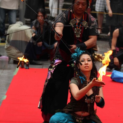 大須大道町人祭で火付盗賊ファイアーパフォーマンス
