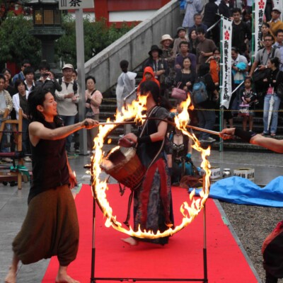 大須大道町人祭で火付盗賊ファイアーパフォーマンス