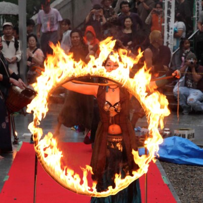 大須大道町人祭で火付盗賊ファイアーパフォーマンス