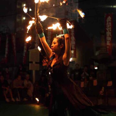 大須大道町人祭で火付盗賊ファイアーパフォーマンス