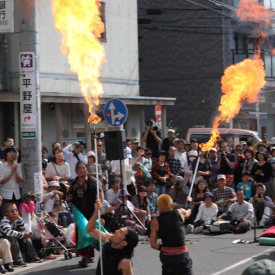 大須大道町人祭で火付盗賊ファイアーパフォーマンス
