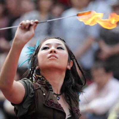 大須大道町人祭で火付盗賊ファイアーパフォーマンス