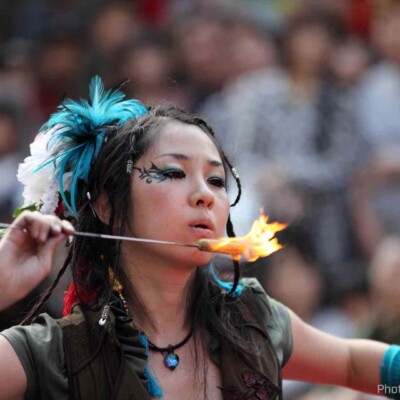 大須大道町人祭で火付盗賊ファイアーパフォーマンス
