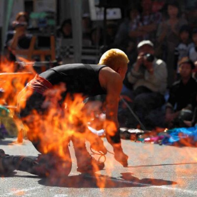 大須大道町人祭で火付盗賊ファイアーパフォーマンス