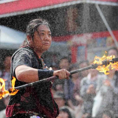 大須大道町人祭で火付盗賊ファイアーパフォーマンス