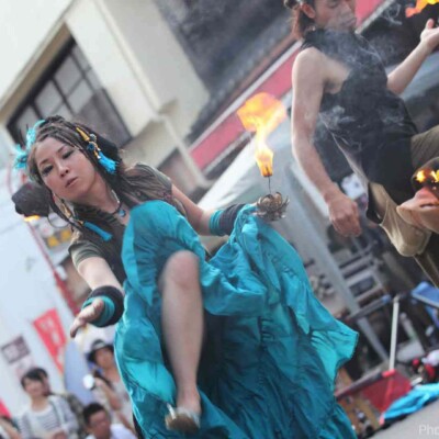 大須大道町人祭で火付盗賊ファイアーパフォーマンス