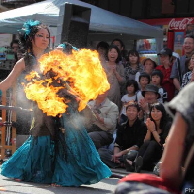 大須大道町人祭で火付盗賊ファイアーパフォーマンス