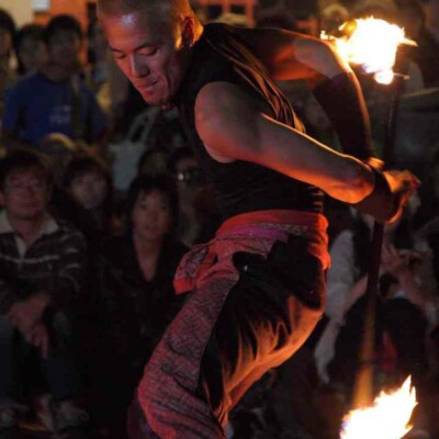 大須大道町人祭で火付盗賊ファイアーパフォーマンス