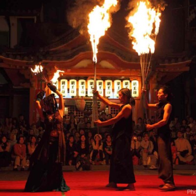 大須大道町人祭で火付盗賊ファイアーパフォーマンス