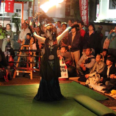 大須大道町人祭で火付盗賊ファイアーパフォーマンス