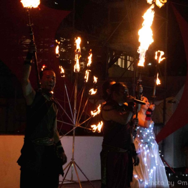 電飾変化衣装でファイアーライトパフォーマンス