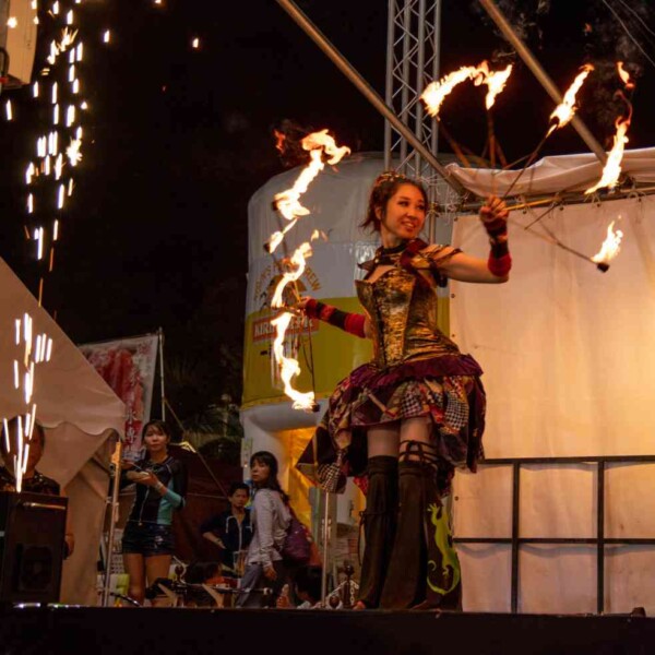 ファイアーファンズ 西武園ゆうえんちのプールの夏イベントを盛り上げるファイアーショー