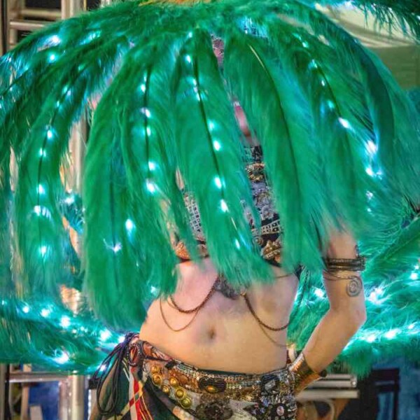 LEDフェザーファンズ 西武園ゆうえんちのプールの夏イベントを盛り上げるエキゾチックなベリーダンス