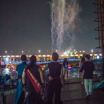 韓国のファイアーフェスティバルのバックステージ