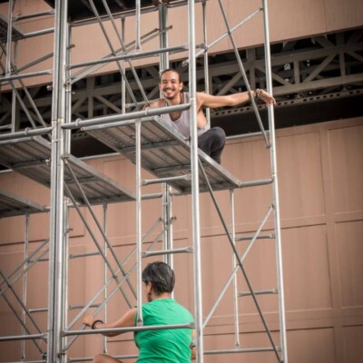 韓国のファイアーフェスティバルのバックステージ