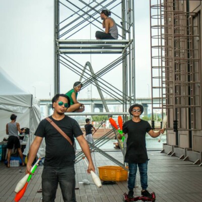 韓国のファイアーフェスティバルのバックステージ