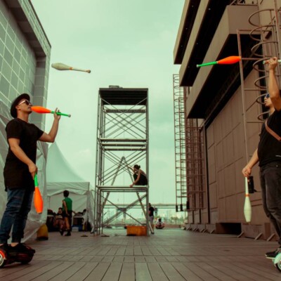 韓国のファイアーフェスティバルのバックステージ