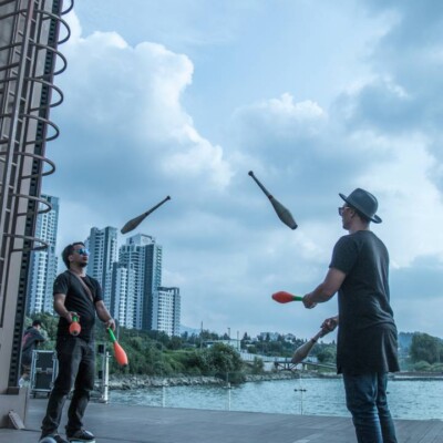 韓国のファイアーフェスティバルのバックステージ