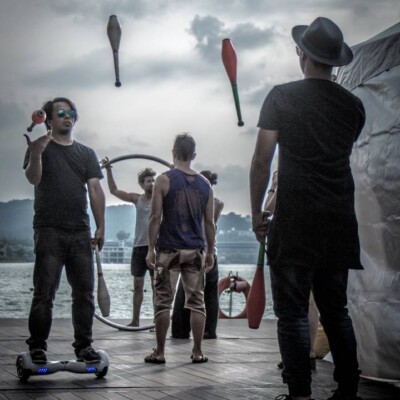 韓国のファイアーフェスティバルのバックステージ