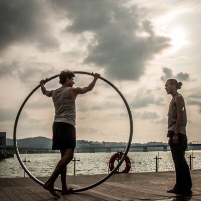 韓国のファイアーフェスティバルのバックステージ