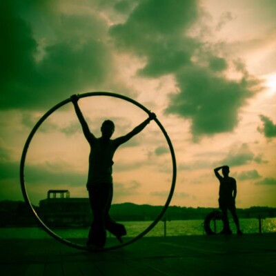 韓国のファイアーフェスティバルのバックステージ