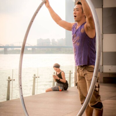 韓国のファイアーフェスティバルのバックステージ