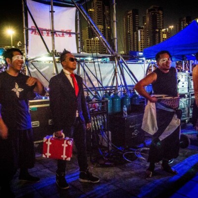 韓国のファイアーフェスティバルのバックステージ