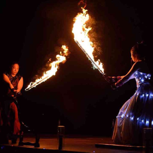 徳島のあすたむらんどでクリスマスファイアーショー