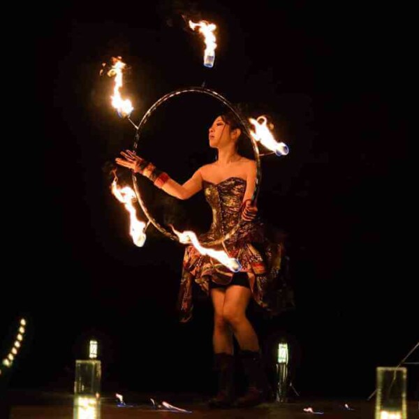 徳島のあすたむらんどでクリスマスファイアーショー