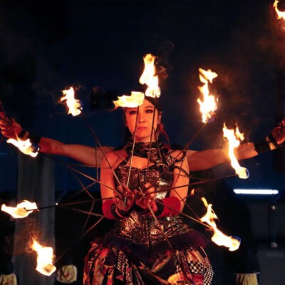 大須大道町人祭でファイアー大道芸