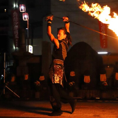 大須大道町人祭でファイアー大道芸