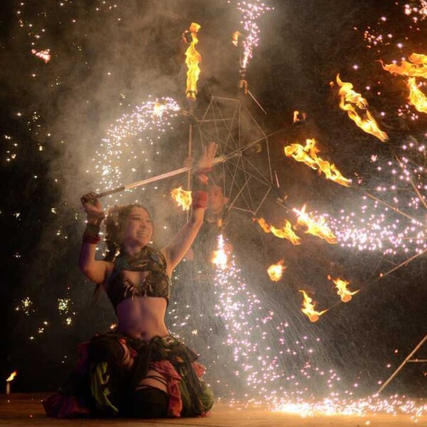 徳島のあすたむらんどでクリスマスファイアーショー